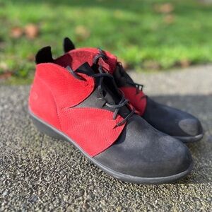 Loints of Holland Red and Black suede lace Ankle Boots EU Sz 40/ US 9.5